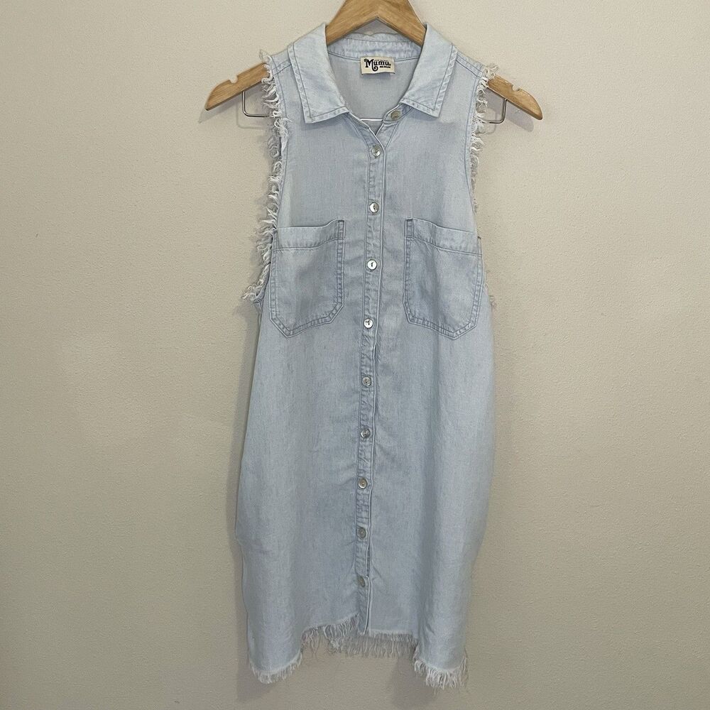 Show Me Your Mumu Linen Vicki Shirt Dress Chambray Womens M Western Button Up